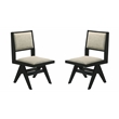 LSI Contemporary Dining Chairs Black Wood Frame with Light Gray Fabric