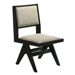 LSI Contemporary Dining Chairs Black Wood Frame with Light Gray Fabric