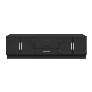 Modern 68.9&quot Black TV Stand with Adjustable Shelves (Up to 75&quot TVs)