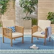 Acacia Wood Outdoor Club Chair with Cushions and Rope Arms