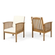 Acacia Wood Outdoor Club Chair with Cushions and Rope Arms