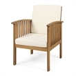 Acacia Wood Outdoor Club Chair with Cushions and Rope Arms