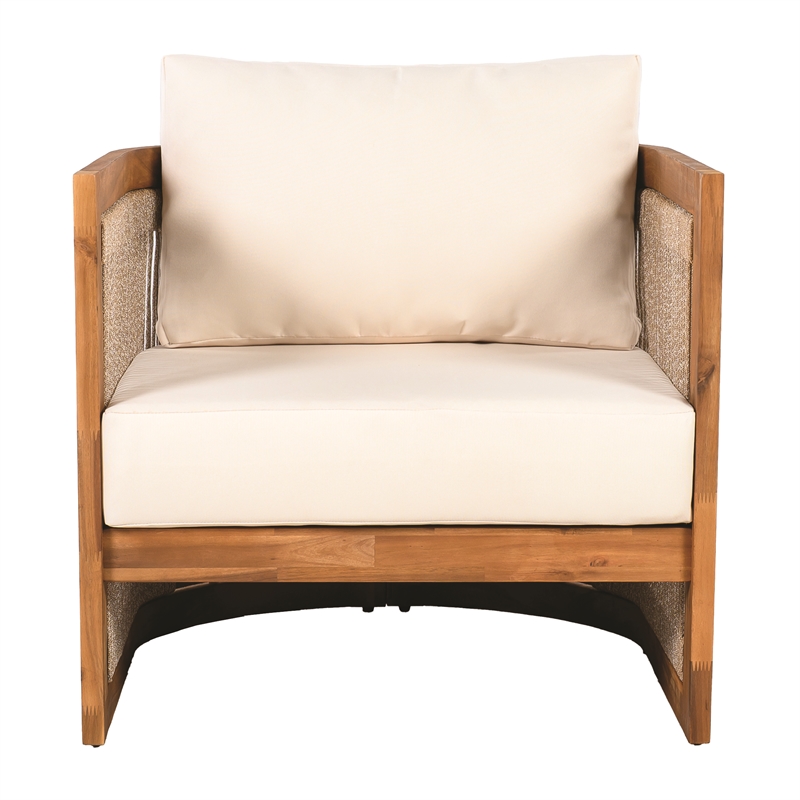 Acacia Wood Outdoor Club Chair with Cushions