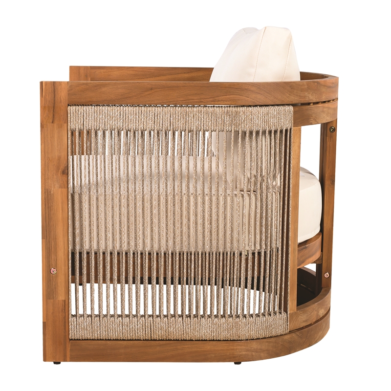 Acacia Wood Outdoor Club Chair with Cushions