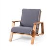 Faux Leather Club Chair with Wood Legs
