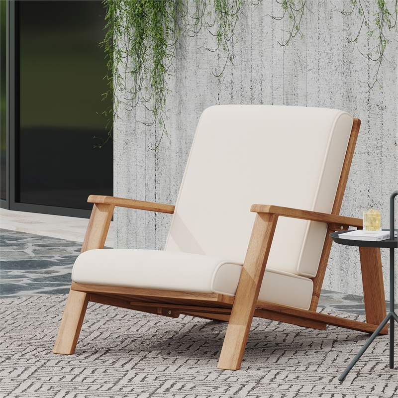 Modern Beige Upholstered Barrel Chair with Wood Frame