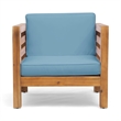 Modern Outdoor Wood Club Chair with Rope Accents and Cushions