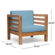 Modern Outdoor Wood Club Chair with Rope Accents and Cushions
