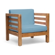 Modern Outdoor Wood Club Chair with Rope Accents and Cushions