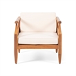 Cream Modern Swivel Lounge Chair with Solid Wood Base