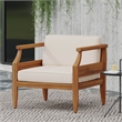 Cream Modern Swivel Lounge Chair with Solid Wood Base