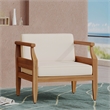 Cream Modern Swivel Lounge Chair with Solid Wood Base