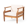 Cream Modern Swivel Lounge Chair with Solid Wood Base
