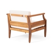 Cream Modern Swivel Lounge Chair with Solid Wood Base