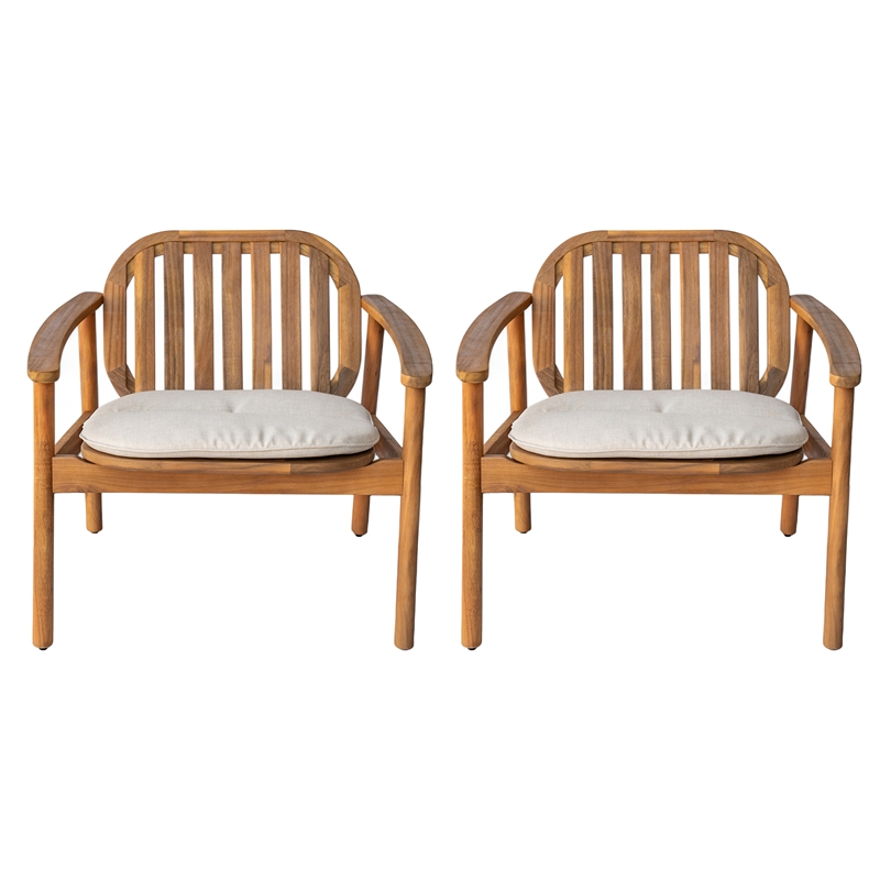 Outdoor Club Chair Set with Cushions  Set of 2