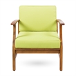 Green Velvet Club Chair with Sloping Arms and Tapered Legs