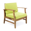 Green Velvet Club Chair with Sloping Arms and Tapered Legs