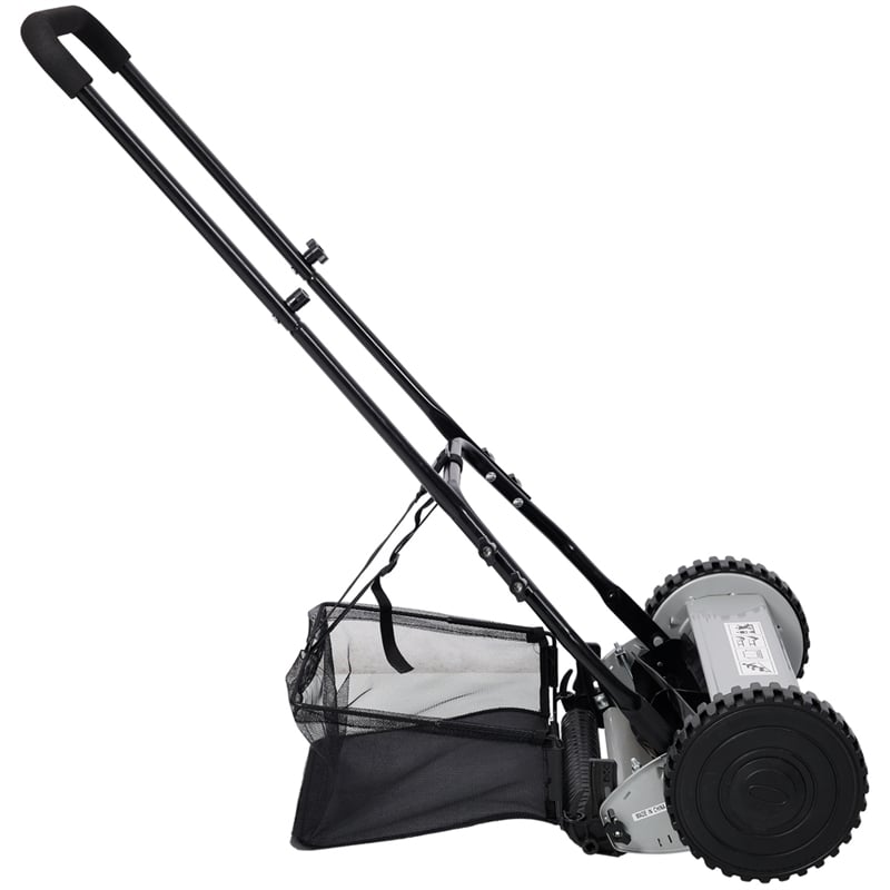 14 5 Blade Push Reel Lawn Mower with Catcher Gray