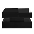 Modern Black MDF Lift Top Coffee Table with LED Lights Glass Top Storage Drawers
