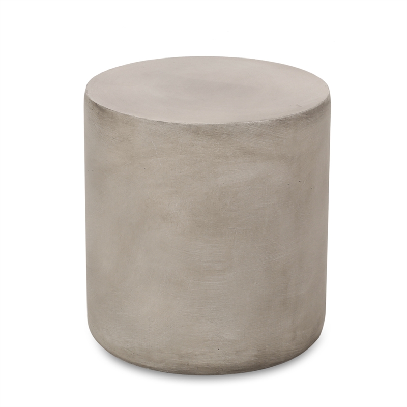 Modern Light Grey Concrete Round Outdoor SideTable Lightweight MGO Table