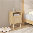 22.83 Beige   Nightstand Side Table with Solid Wood Legs