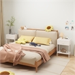 White Nightstand with Drawer and Open Shelf Solid Wood Frame End Table