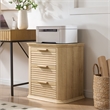 Beige 22 Wide Fluted Solid Wood Nightstand with 3 Drawers
