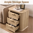 Beige 22 Wide Fluted Solid Wood Nightstand with 3 Drawers