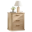 Beige 22 Wide Fluted Solid Wood Nightstand with 3 Drawers