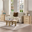 Beige 22 Wide Fluted Solid Wood Nightstand with 3 Drawers