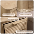 Beige 22 Wide Fluted Solid Wood Nightstand with 3 Drawers