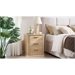 Beige 22 Wide Fluted Solid Wood Nightstand with 3 Drawers