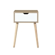 Mid-Century Modern Solid Wood Side Table with 1 Drawer White Storage Cabinet
