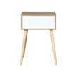 Mid-Century Modern Solid Wood Side Table with 1 Drawer White Storage Cabinet