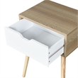 Mid-Century Modern Solid Wood Side Table with 1 Drawer White Storage Cabinet