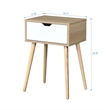 Mid-Century Modern Solid Wood Side Table with 1 Drawer White Storage Cabinet