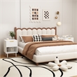 Modern White Solid Wood Nightstand with Gold Handle and Open Shelf