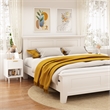 Modern White Solid Wood Nightstand with Gold Handle and Open Shelf