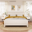 Modern White Solid Wood Nightstand with Gold Handle and Open Shelf