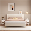 Modern White Solid Wood Nightstand with Gold Handle and Open Shelf