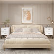 Modern White 2 Drawer Solid Wood Nightstand with Metal Legs
