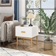 Modern White Engineered Wood Nightstand with Drawer and Minimalist Legs