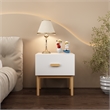 Modern White Engineered Wood Nightstand with Drawer and Minimalist Legs