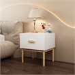 Modern White Engineered Wood Nightstand with Drawer and Minimalist Legs