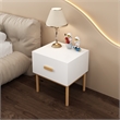 Modern White Engineered Wood Nightstand with Drawer and Minimalist Legs