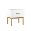 Modern White Engineered Wood Nightstand with Drawer and Minimalist Legs