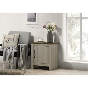 16 W Gray Oak End Table with Cabinet Door Wood