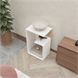 Vega Side Table with Open Storage White and Light Oak  Solid Wood