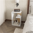 Vega Side Table with Open Storage White and Light Oak  Solid Wood