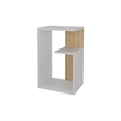Vega Side Table with Open Storage White and Light Oak  Solid Wood